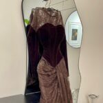 فستان دانتيل مع مخمل