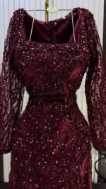 فستان دانتيل مطعم بفصوص كريستال PR