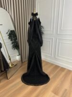 ⁦فستان دانتيل بطانه تفته اكمام جازار⁩ - الصورة ⁦2⁩