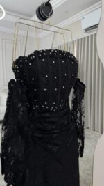 ⁦فستان سهرة دانتيل أسود فاخر⁩ - الصورة ⁦3⁩