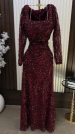 ⁦فستان دانتيل مطعم بفصوص كريستال PR⁩ - الصورة ⁦2⁩