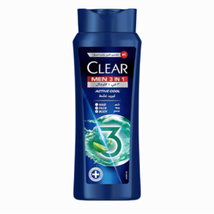 كلير للرجال شامبو 3X1 للشعر والوجه والجسم (المنثول المنعش) 600 مل