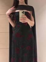 ⁦فستان تل علا ورد مخمليه وخرز وبطانه باربي⁩ - الصورة ⁦2⁩