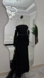 فستان سهرة دانتيل أسود فاخر