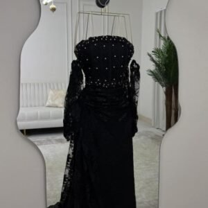 فستان سهرة دانتيل أسود فاخر