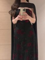 فستان تل علا ورد مخمليه وخرز وبطانه باربي