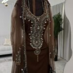 فستان سهرة باربي وتل وميكادو وتطريز يدوي