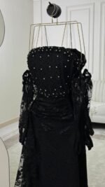 ⁦فستان سهرة دانتيل أسود فاخر⁩ - الصورة ⁦2⁩