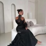 فستان دانتيل بطانه تفته اكمام جازار