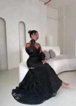 فستان دانتيل بطانه تفته اكمام جازار