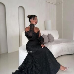 فستان دانتيل بطانه تفته اكمام جازار