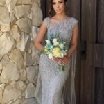 فستان سهرة خمري فاخر مطرز