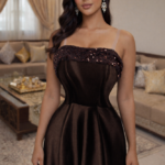 فستان جوخ بصدرية مطرزة