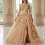 بانو تول فاخر مطرز ثلاثي الأبعاد شامبين