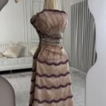 فستان سهرة نيود مطرز بتصميم كورسيه فاخر