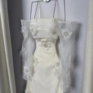 فستان تل مطرزه بورد وخرز