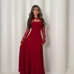 "فستان شيفون وبطانه باربي ودانتيل "