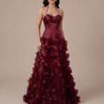 فستان سهرة موف (لافندر) مطرز بطبقات الأورجانزا الفاخرة