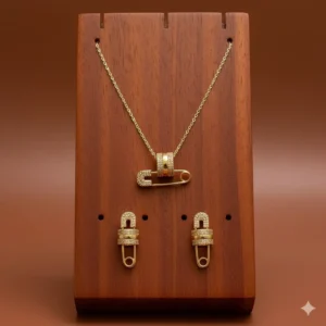 طقم زركون فاخر نسائي – سلسال وحلق أنيق لجميع المناسبات