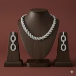 طقم زركون فاخر نسائي – سلسال وحلق أنيق لجميع المناسبات