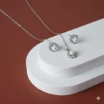 طقم زركون فاخر نسائي – سلسال وحلق أنيق لجميع المناسبات