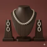 طقم زركون فاخر نسائي – سلسال وحلق أنيق لجميع المناسبات