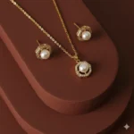 طقم زركون فاخر نسائي – سلسال وحلق أنيق لجميع المناسبات