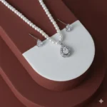 طقم زركون فاخر نسائي – سلسال وحلق أنيق لجميع المناسبات