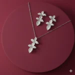 طقم زركون فاخر نسائي – سلسال وحلق أنيق لجميع المناسبات