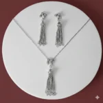 طقم زركون فاخر نسائي – سلسال وحلق أنيق لجميع المناسبات