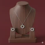 طقم زركون فاخر نسائي – سلسال وحلق أنيق لجميع المناسبات