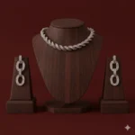 طقم زركون فاخر نسائي – سلسال وحلق أنيق لجميع المناسبات