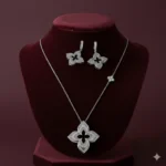 طقم زركون فاخر نسائي – سلسال وحلق أنيق لجميع المناسبات