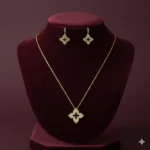 طقم زركون فاخر نسائي – سلسال وحلق أنيق لجميع المناسبات