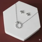 طقم زركون فاخر نسائي – سلسال وحلق أنيق لجميع المناسبات