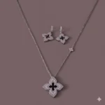 طقم زركون فاخر نسائي – سلسال وحلق أنيق لجميع المناسبات