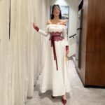 فستان لينين ودانتيل فرنسي