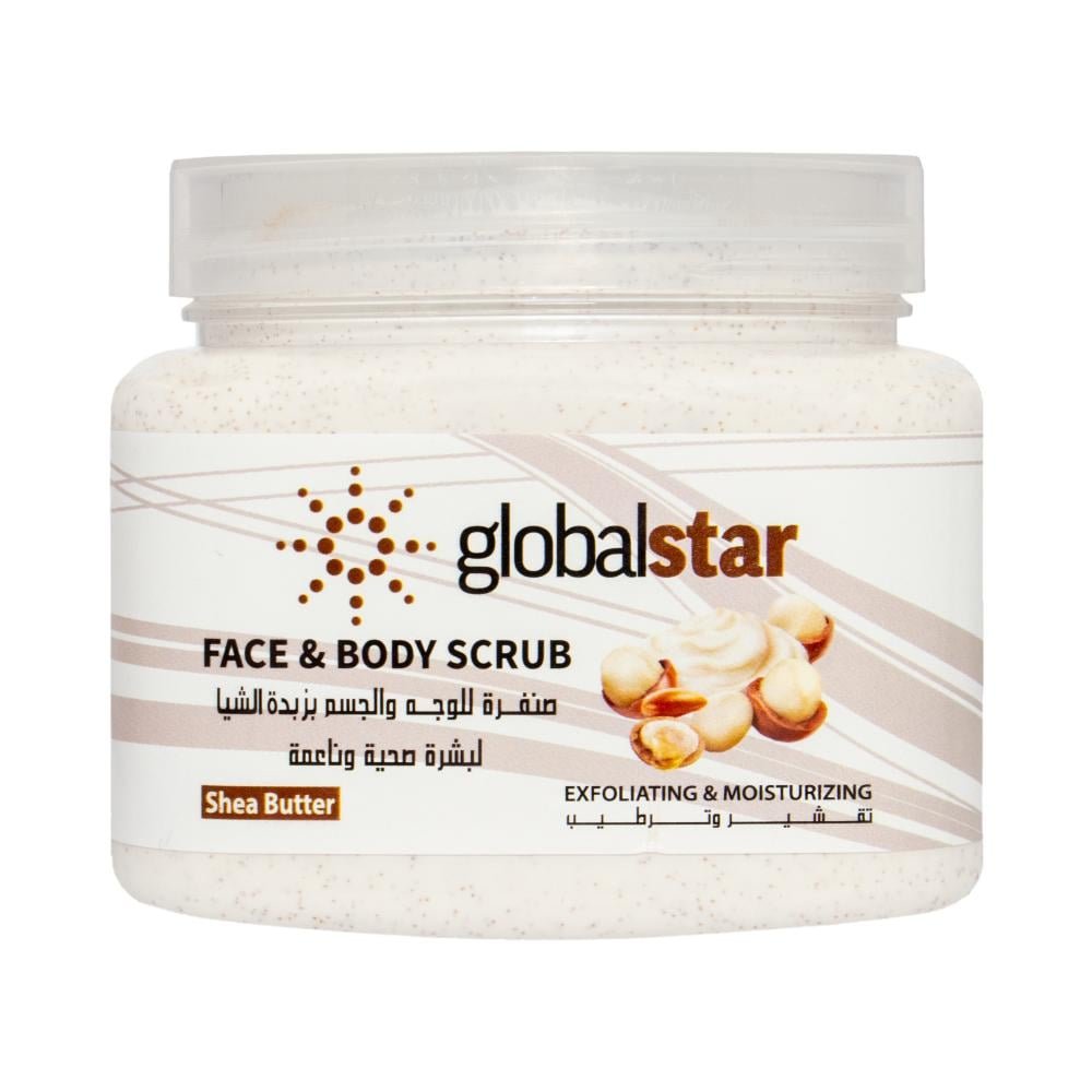 bba76c98-1271-4301-9a38-416103bcfaef-1000x1000-asCWd33WMP5F69OxVxOcnqpl2mnJDMJx4O7nhV53.jpg جلوبال ستار | مقشر للبشرة | الوجه والجسم | بزبدة الشيا | 500 مل - الصورة 1