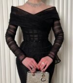 فستان سهرة أسود فاخر بقصة ميرميد