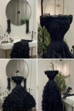 ⁦فستان سهرة أسود فاخر دانتيل⁩ - الصورة ⁦2⁩