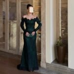 فستان سهرة خمري فاخر مطرز