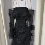 فستان تل مطرزه بورد وخرز