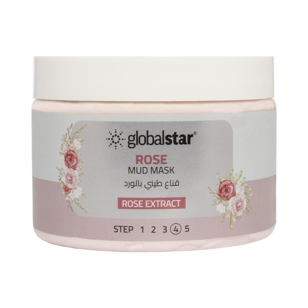 e8bee868-a67a-4d18-ad70-30fb5e64c4e5-1000x1000-NV90D4IB1cPE4vlNi1VXmk5N6whzFKN2p3apMCK5.jpg قناع طيني بالورد لتفتيح وترطيب البشرة من جلوبال ستار (4) - 300 مل - الصورة 1