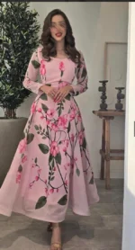 فستان ناعم مشجر بالورود