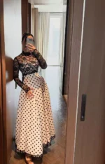 فستان سهرة فاخر بالدانتيل الفرنسي