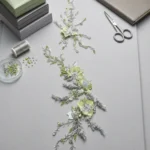 قماش بانوه فاخر بتطريز ورد ثلاثي الأبعاد