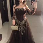 فستان سهرة احمر برغندي