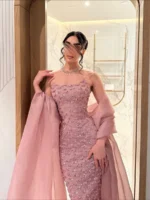 ⁦فستان سهرة روز فاخر كب⁩ - الصورة ⁦3⁩