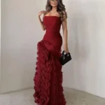 فستان سهرة أحمر كب فاخر