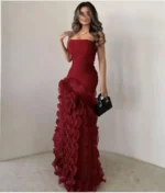 فستان سهرة أحمر كب فاخر